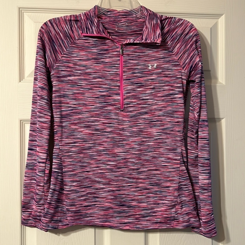 Under Armor Hot Pink & Purple Quarter Zip Pullover Small